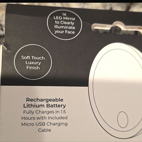 Zadro Rechargeable Compact LED Mirror w/Carrying Pouch- Grey - Picture 10 of 12